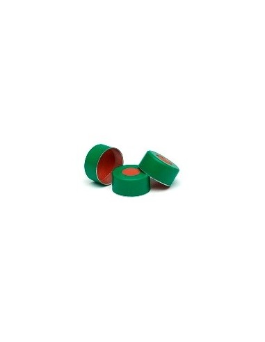 Green crimp cap 11mm FEP R septa 100 PK